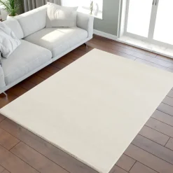 Uni Effen Laagpolig Vloerkleed Modern Creme - 140x200 CM