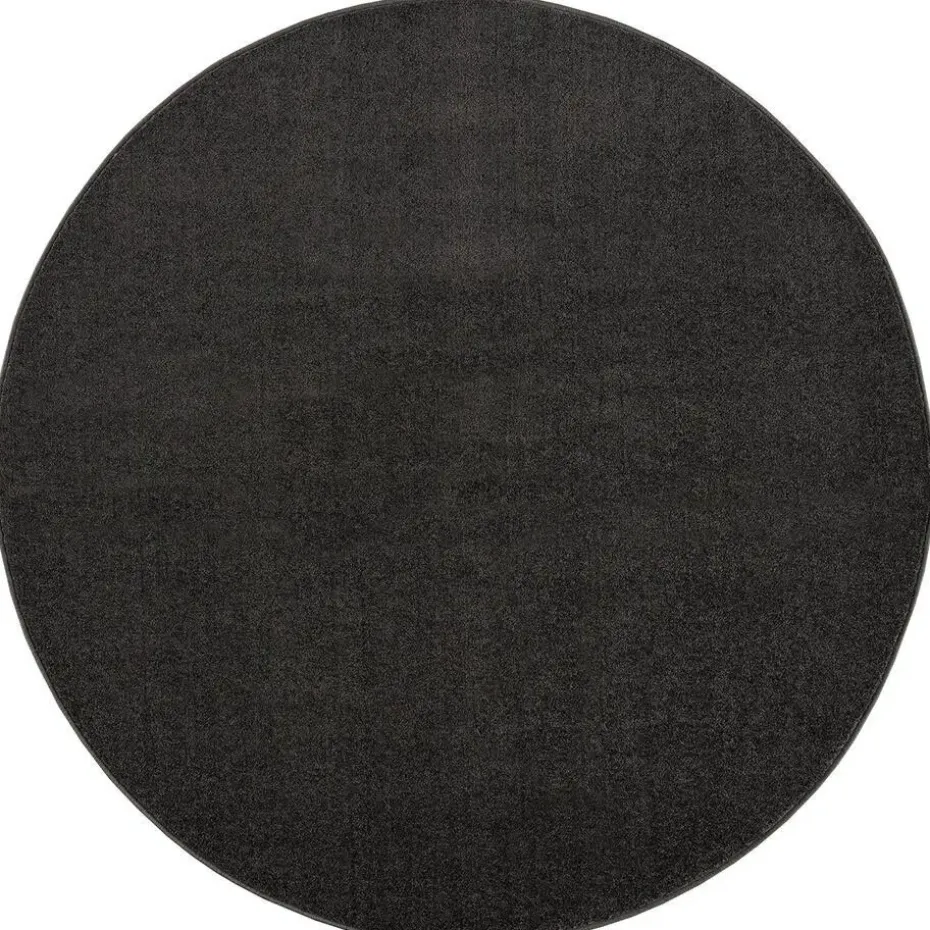 Uni Rond Effen Laagpolig Vloerkleed Modern Donker Grijs - 150 CM ROND