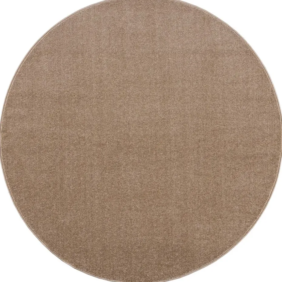 Uni Rond Effen Laagpolig Vloerkleed Modern Beige - 150 CM ROND