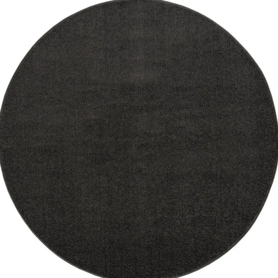 Uni Rond Effen Laagpolig Vloerkleed Modern Donker Grijs - 240 CM ROND