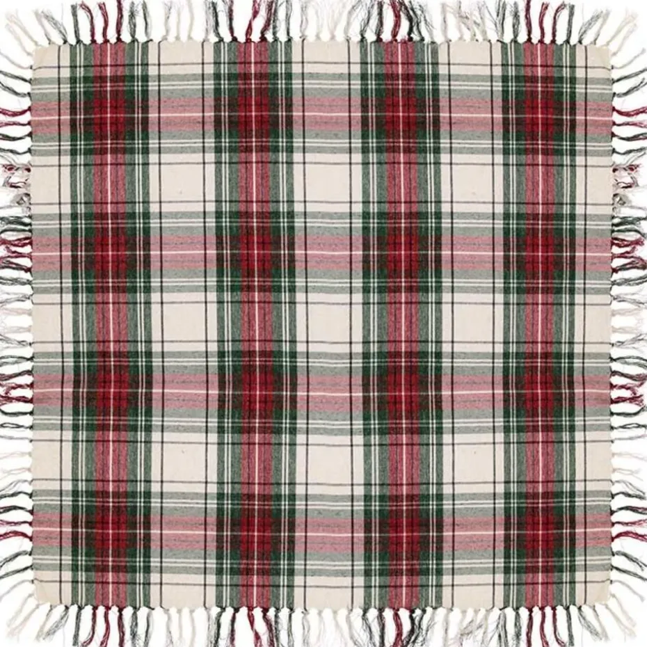 Unique Living - Tafelkleed Xmas Tartan - 90x90cm - White