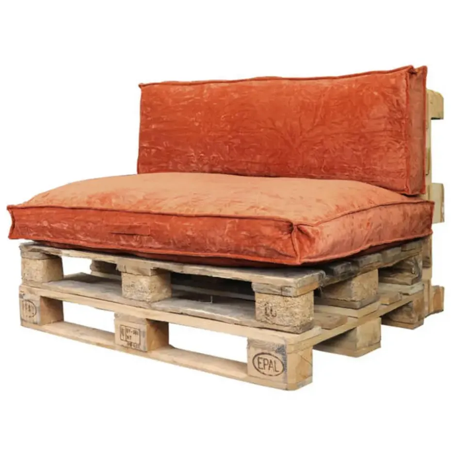 Unique Living Palletkussen Rugkussen Velours Terracotta - 120 x 40 cm