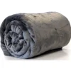Unique Living Plaid/deken - fleece - donkergrijs - 130 x 180 cm
