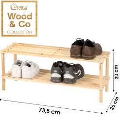 Urban Living Schoenenrek - hout - 2-laags - 74 x 26 x 20 cm