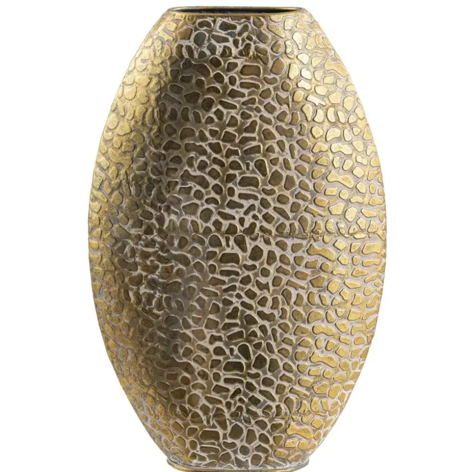 Vaas Riv - goudkleur - metaal - ovaal - 48,5x32x9,5 cm