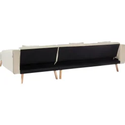 VADSO - Hoekslaapbank - Lichtbeige - Linkszijdig - Fluweel