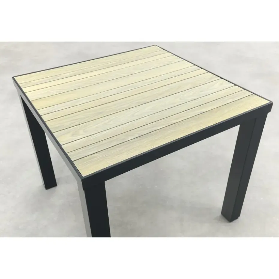 VDG Nola tuintafel 90x90 cm. - Antraciet/Houtlook