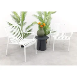 VDG Stripe/Velora loungestoelen set (3-delig) - Wit/Royal grey