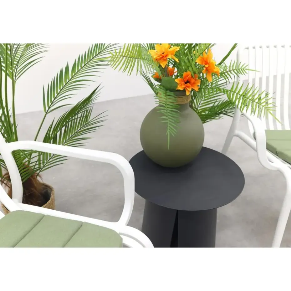 VDG Stripe/Velora loungestoelen set (3-delig) - Wit/Royal grey