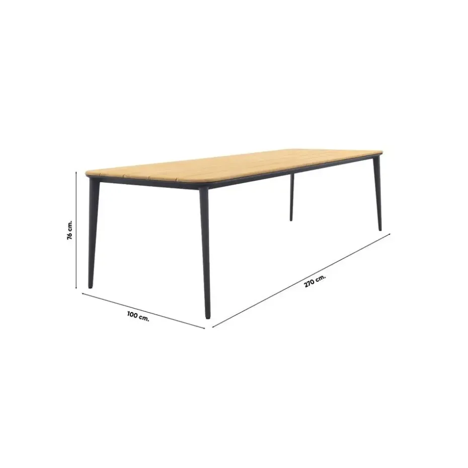 Vdgarde Premium Alaska tuintafel - teak/alu - antraciet - 270x100 cm