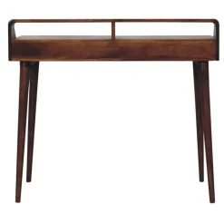 Verhoogde kastanjebruine sidetable met 2 lades, bruin