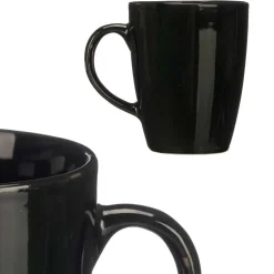 Vessia Design koffie mokken - 6x - zwart - keramiek - 330 ml