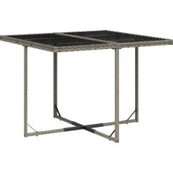 vidaXL - 9 delige Tuinset donkergrijs kussens 4 krukken - PE rattan - 110x106 cm