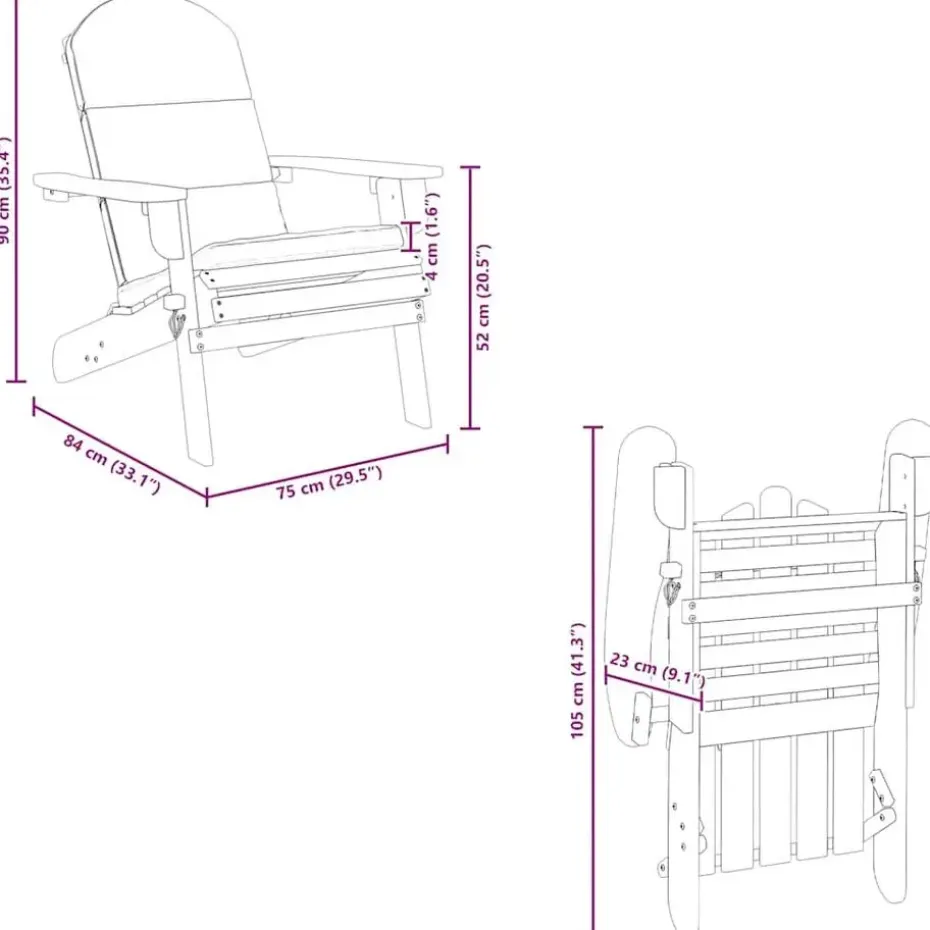 vidaXL - Adirondack tuinstoel - Kussens - Bruin - Acaciahout - 75x84x90 cm