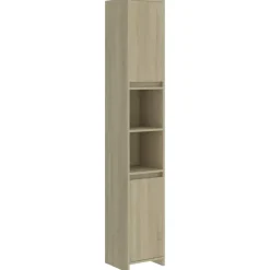 vidaXL - Badkamerkast - Bruin - Bewerkt hout - 30 x 30 x 183.5 cm