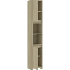 vidaXL - Badkamerkast - Bruin - Bewerkt hout - 30 x 30 x 183.5 cm