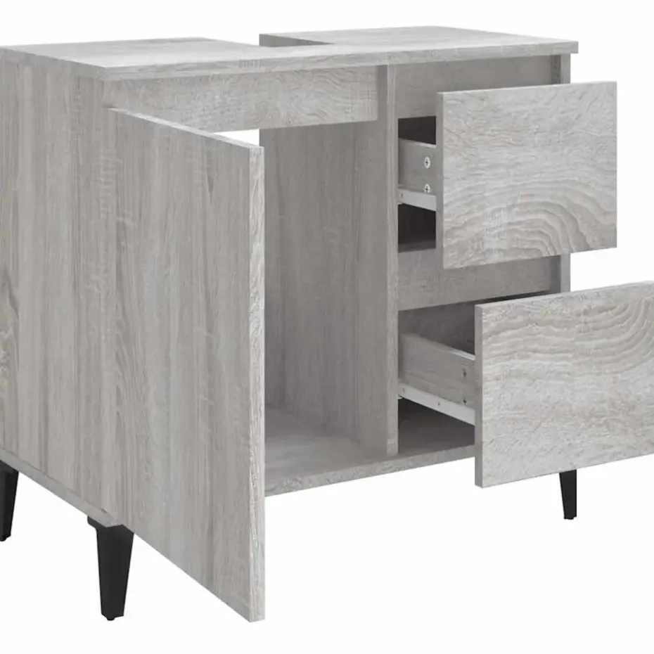 vidaXL - Badkamerkast - Grijs - Bewerkt hout