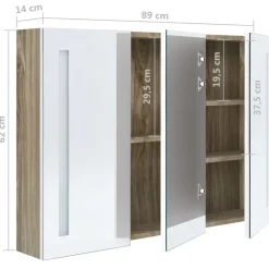 vidaXL - Badkamerkast - Wit - MDF - 89 x 14 x 62 cm