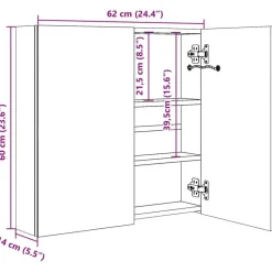vidaXL - Badkamerkast - Wit - MDF - 62 x 14 x 60 cm