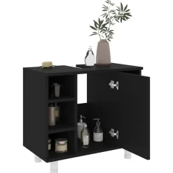 vidaXL - Badkamerkast - Zwart - Bewerkt hout