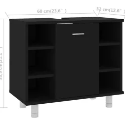 vidaXL - Badkamerkast - Zwart - Bewerkt hout
