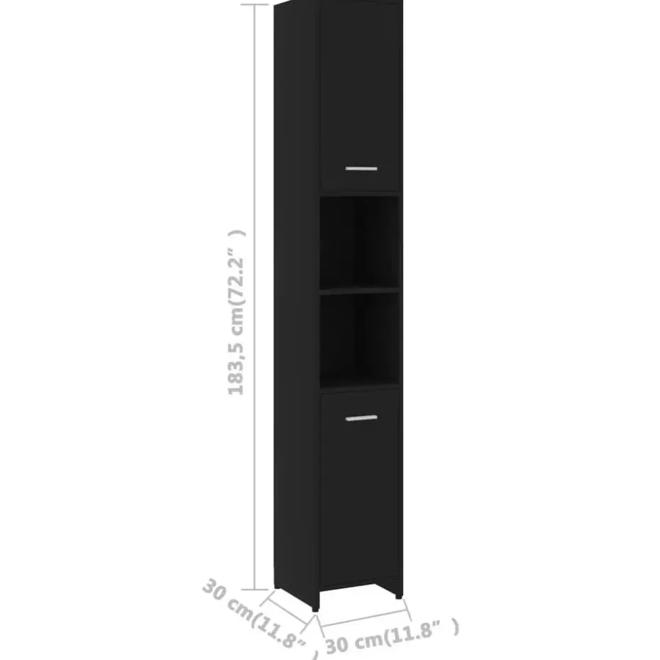 vidaXL - Badkamerkast - Zwart - Bewerkt hout