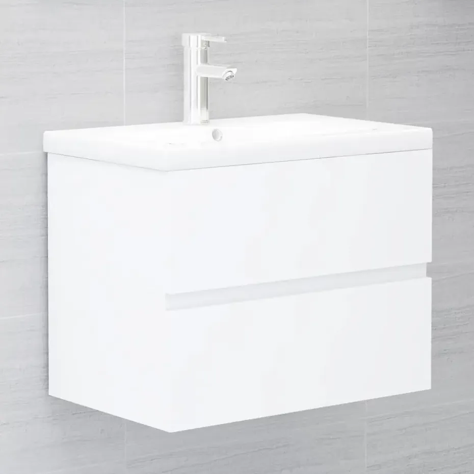 vidaXL - Badkamermeubelset - Wit - Bewerkt hout - 60 x 38.5 x 45 cm