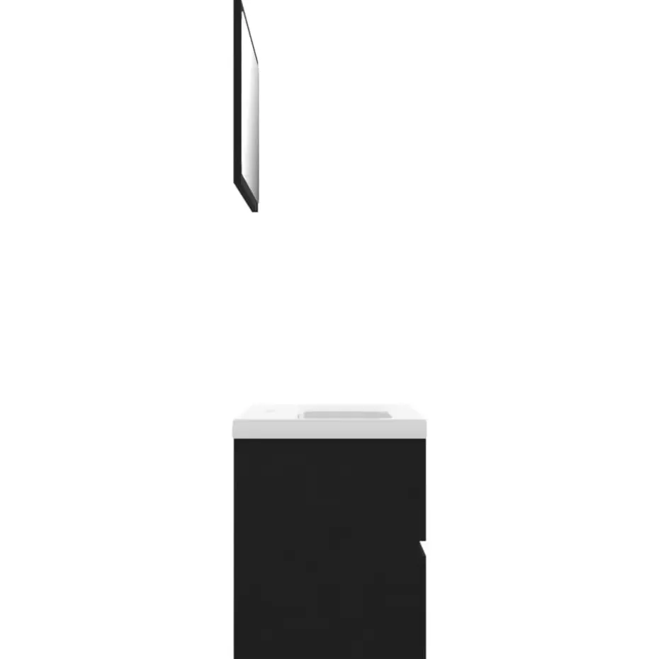 vidaXL - Badkamermeubelset - Zwart - Bewerkt hout - 80 x 38.5 x 45 cm