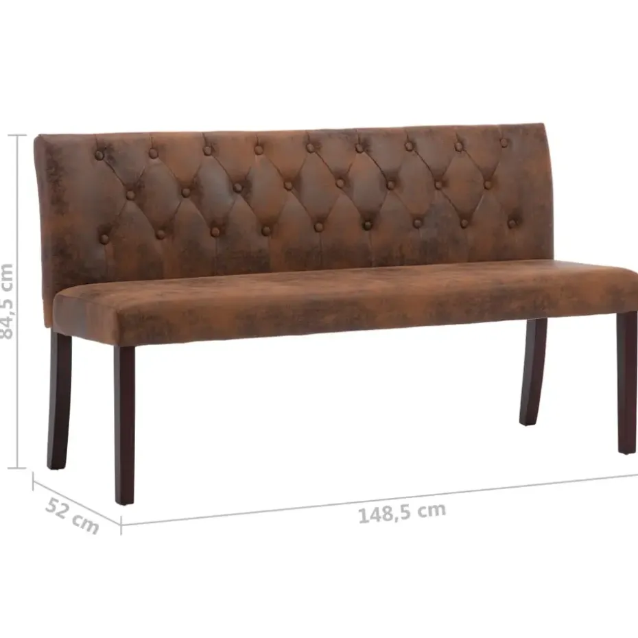 vidaXL - Bank - Bruin - Suède - 148.5 cm