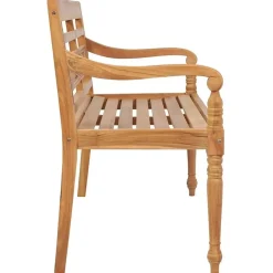 vidaXL - Bank Batavia met grijs kussen - Teakhout - 120x51.5x84 cm
