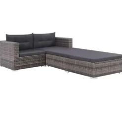 vidaXL - Bankset - Grijs - Poly rattan