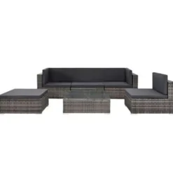 vidaXL - Bankset - Grijs - Poly rattan