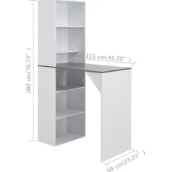 vidaXL - Bartafel - Wit - Bewerkt hout