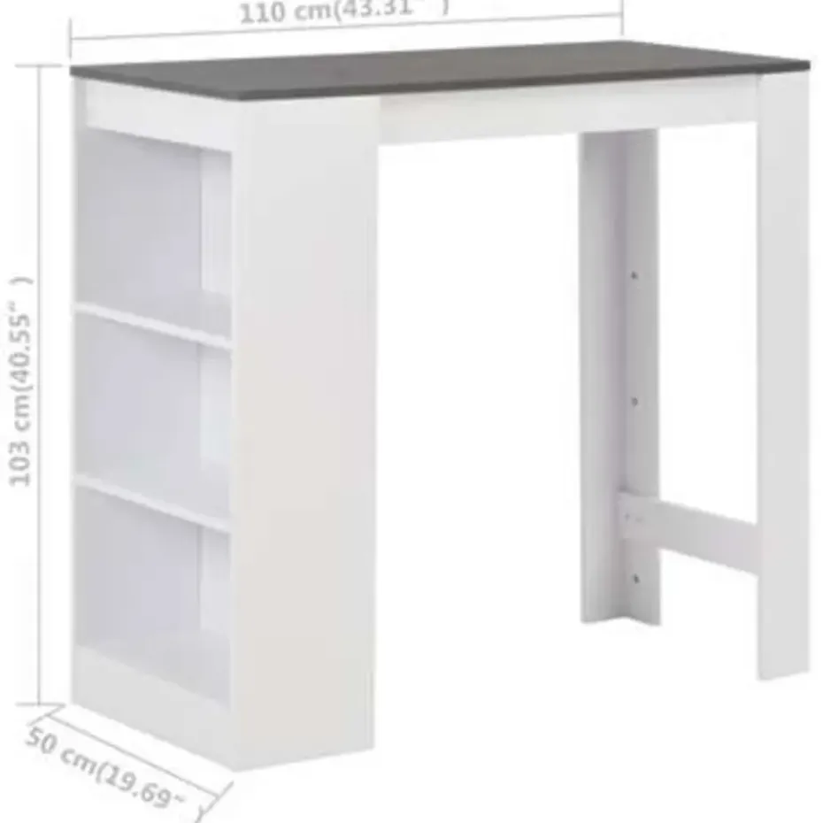 vidaXL - Bartafel - Wit - Bewerkt hout