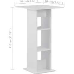 vidaXL - Bartafel - Wit - Bewerkt hout