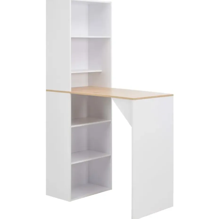 vidaXL - Bartafel - Wit - Bewerkt hout