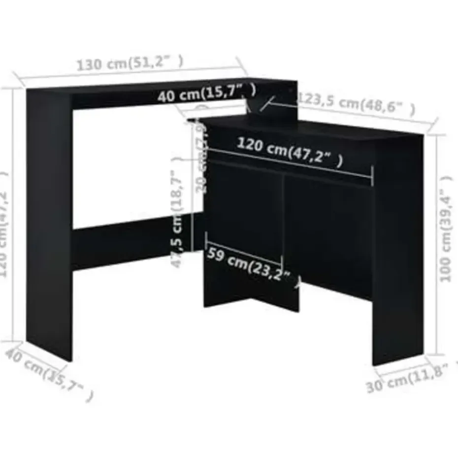 vidaXL - Bartafel - Zwart - Bewerkt hout