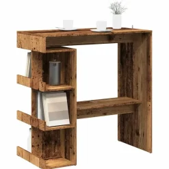 vidaXL - Bartafel met opbergruimte - Oud hout - Bewerkt hout - 100x48 cm