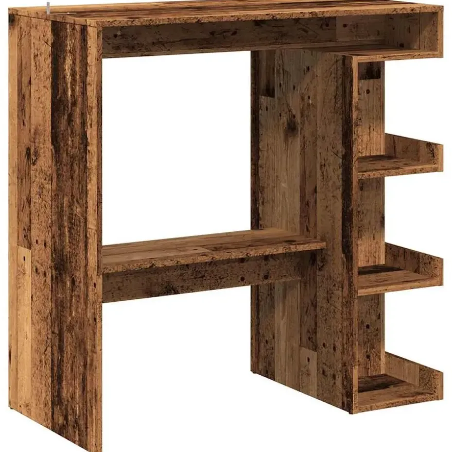 vidaXL - Bartafel met opbergruimte - Oud hout - Bewerkt hout - 100x48 cm