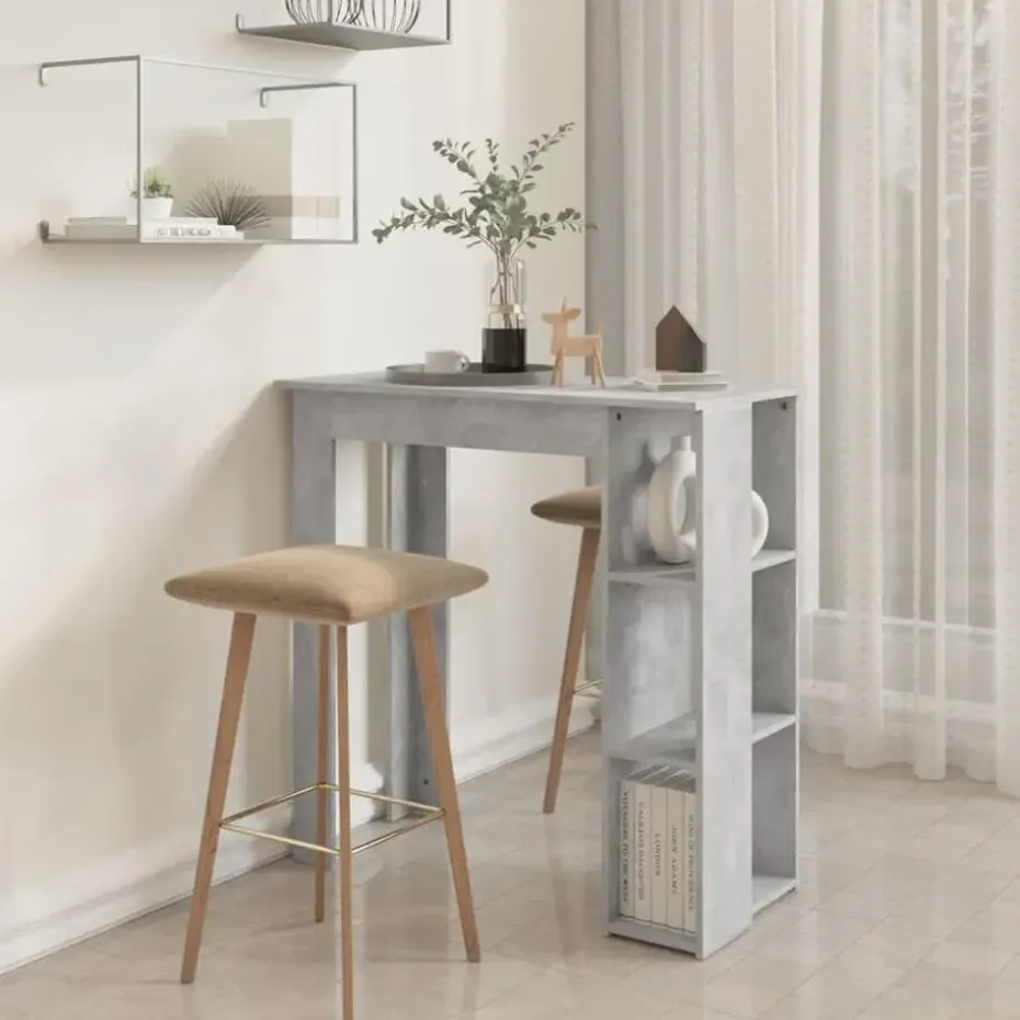 vidaXL - Bartafel met opbergruimte - Betongrijs - Bewerkt hout - 102x50 cm