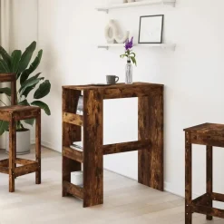 vidaXL - Bartafel met opbergruimte - Gerookt eiken - Bewerkt hout - 90x43 cm