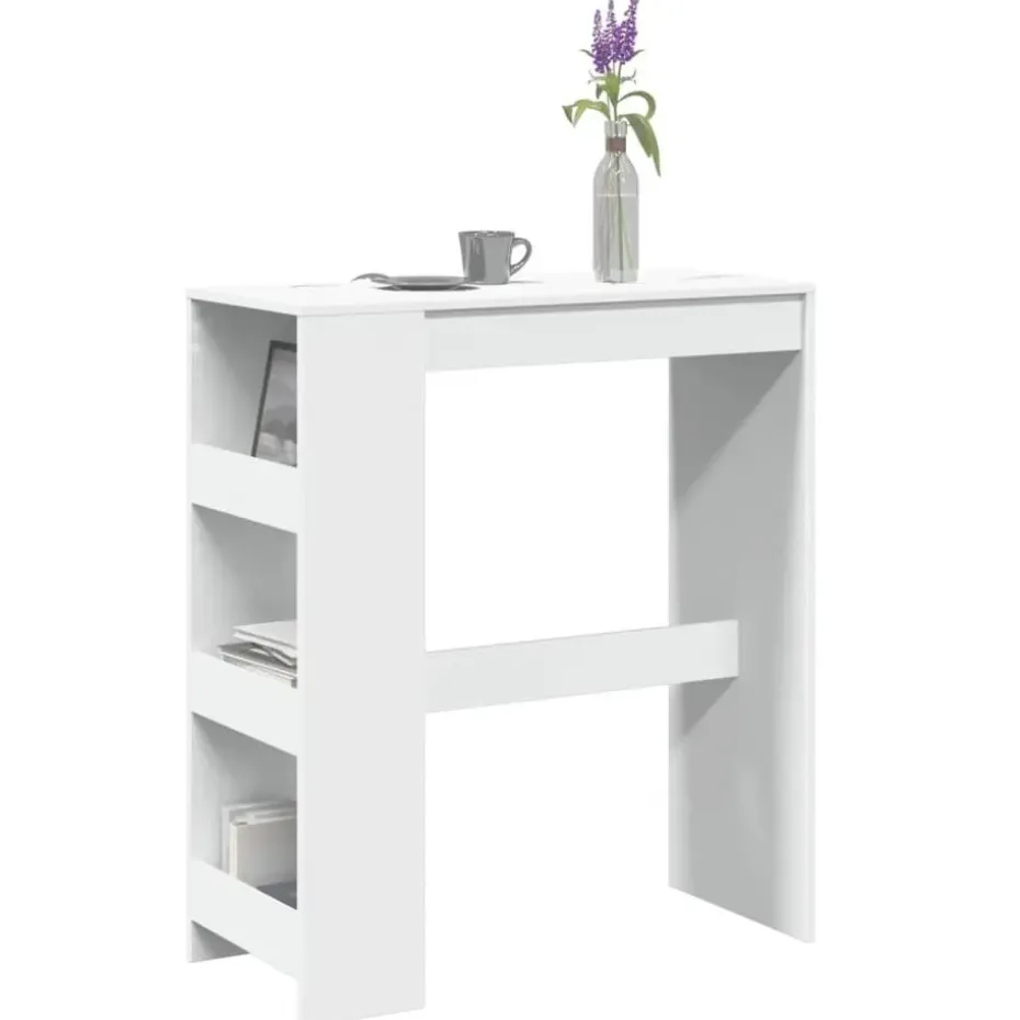 vidaXL - Bartafel met opbergruimte - Wit - Bewerkt hout - 90x43 cm