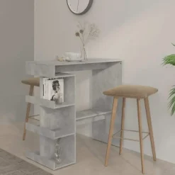 vidaXL - Bartafel met opbergruimte - Betongrijs - Bewerkt hout - 100x50 cm