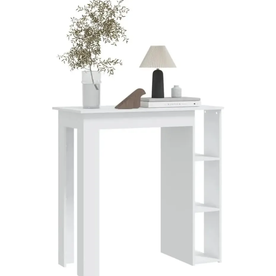 vidaXL - Bartafel met opbergruimte - Wit - Bewerkt hout - 102x50 cm