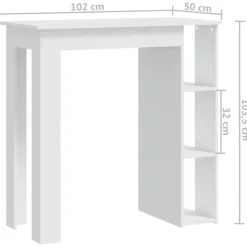 vidaXL - Bartafel met opbergruimte - Wit - Bewerkt hout - 102x50 cm