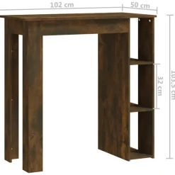vidaXL - Bartafel met opbergruimte - Gerookt eiken - Bewerkt hout - 102x50 cm