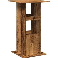 vidaXL - Bartafel met opbergruimte - Oud hout - Bewerkt hout - 60x60x102 cm