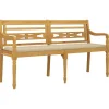 vidaXL - Batavia Tuinbank met beige kussen - Teakhout - 150x51.5x84 cm