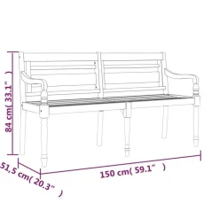 vidaXL - Batavia Tuinbank met blauw kussen - Teakhout - 150x51.5x84 cm