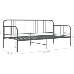 vidaXL - Bed - Grijs - Metaal - 90 x 200 cm